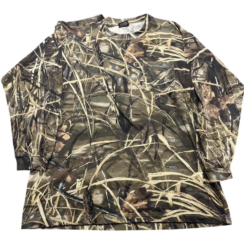 Spartan Outdoors Shirt Mens XL Brown Advantage Max-4 HD Camo Long Sleeve Tee VTG